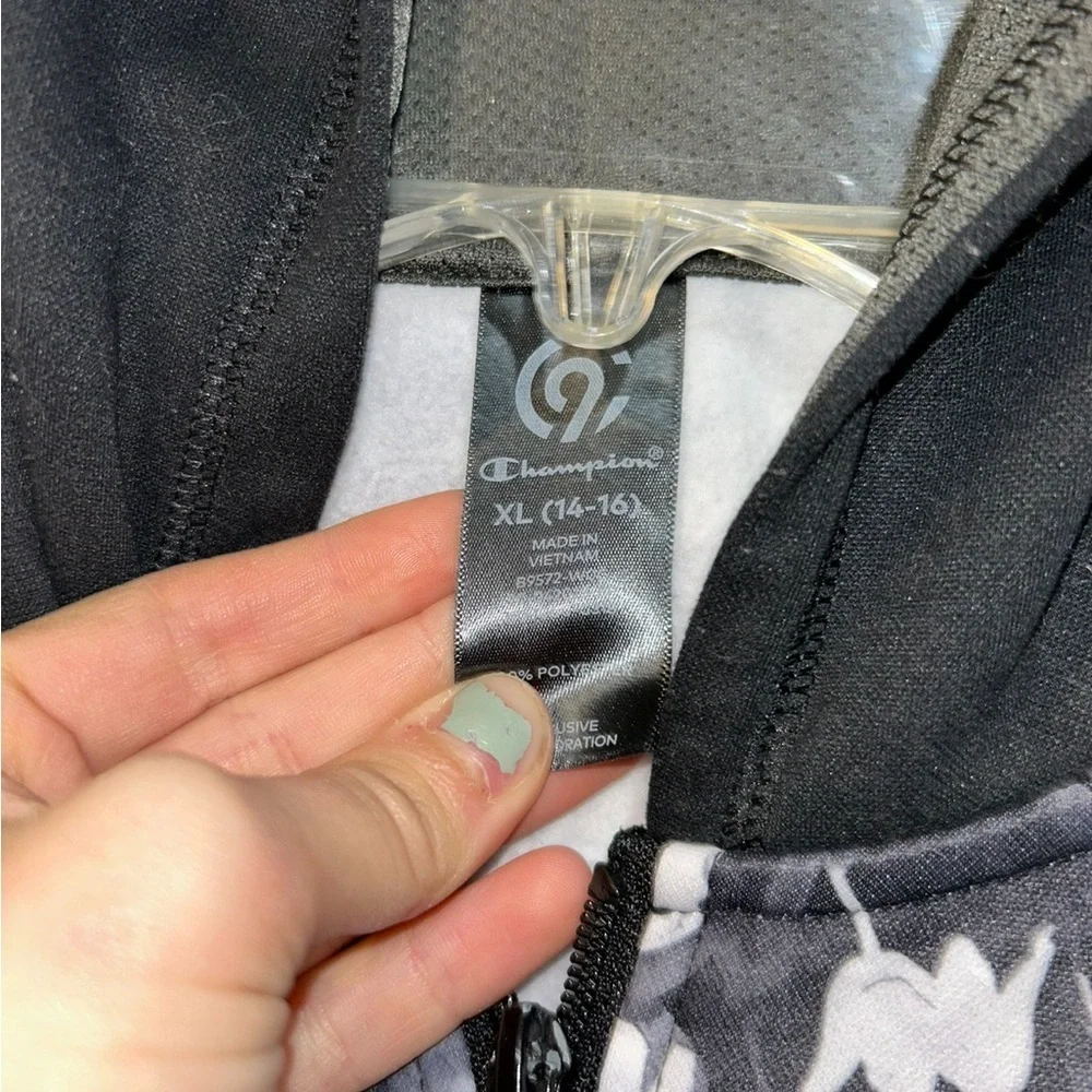 Champion Black and Gray Floral girls hoodie Jacket